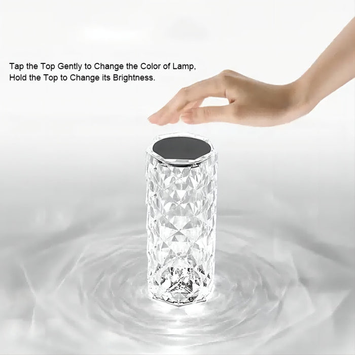 16 Colors Led Crystal Table Lamp Diamond Night Light Projector Rose - Big House Home