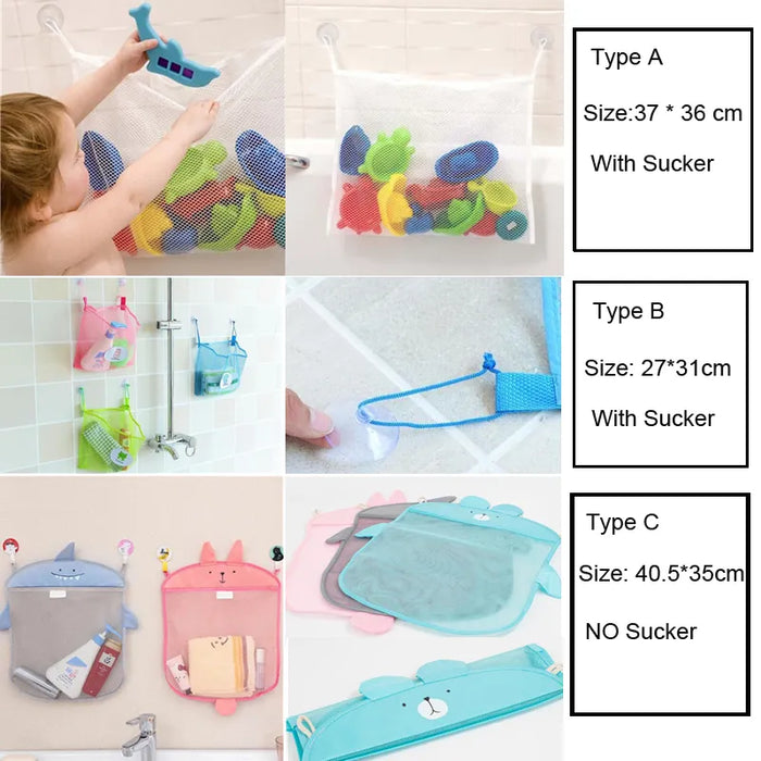 Baby Bathroom Mesh Bath Bag Kids Cartoon Basket Net Children's Games Network Waterproof Cloth Sand Toys Beach Storage Organizer - Big House Home