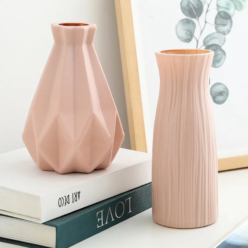 Plastic Vase Home for Decoration White Imitation Ceramic Flower Pot Plants Basket Nordic Wedding Decorative Dining Table Bedroom - Big House Home