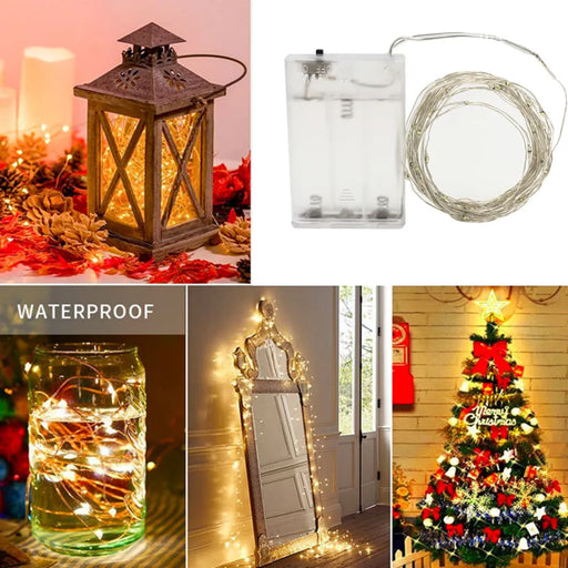 New 2M 5M 10M Copper Wire LED String Light AA Battery Holiday Lighting Fairy Garland For Christmas Tree Wedding Party Decoration - Big House Home