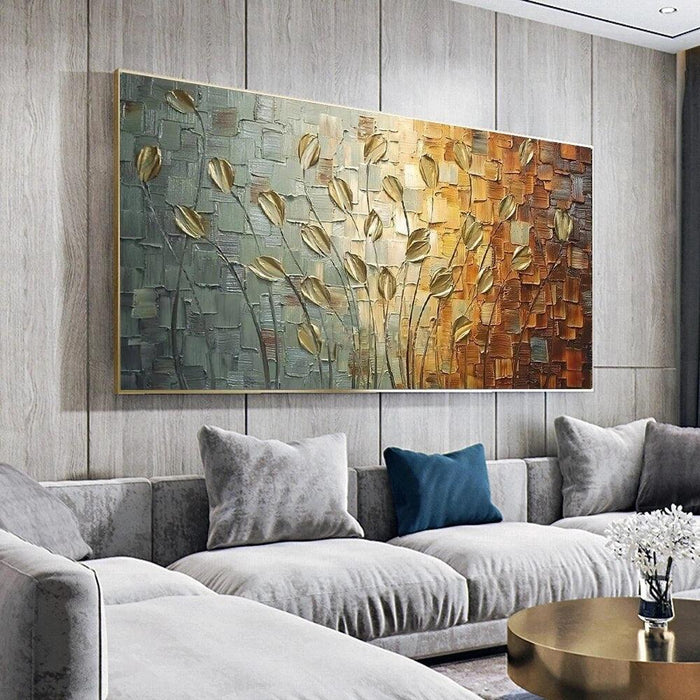 Nordic Art Abstract Leaves Flowers Oil Painting On Canvas Wall Art - Big House Home