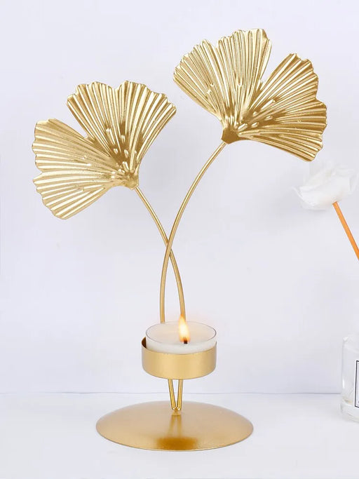 1P CNordic Golden Ginkgo Leaf Candlestick Luxury Living Room Home Decoration Wedding Party Home Decoration Candlestick - Big House Home