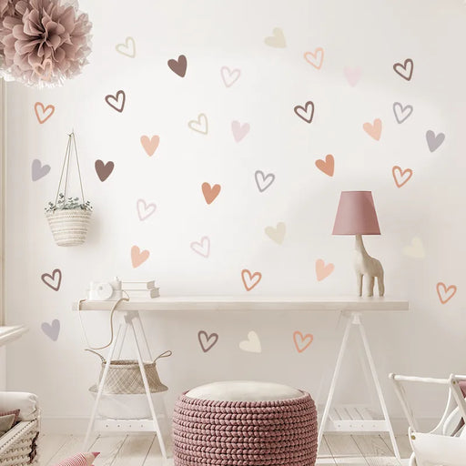 36pcs Heart Shape Trendy Boho Style Wall Stickers Bohemian Wall Decals for Living Room Bedroom Nursery Room Kids Room Home Decor - Big House Home