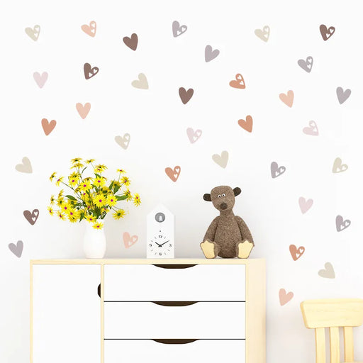 36pcs Heart Shape Trendy Boho Style Wall Stickers Bohemian Wall Decals for Living Room Bedroom Nursery Room Kids Room Home Decor - Big House Home