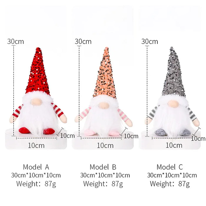 30cm Christmas Doll Elf Gnome with Led Light Christmas Decorations for Home Xmas Navidad New Year 2023 Children's Gifts - Big House Home