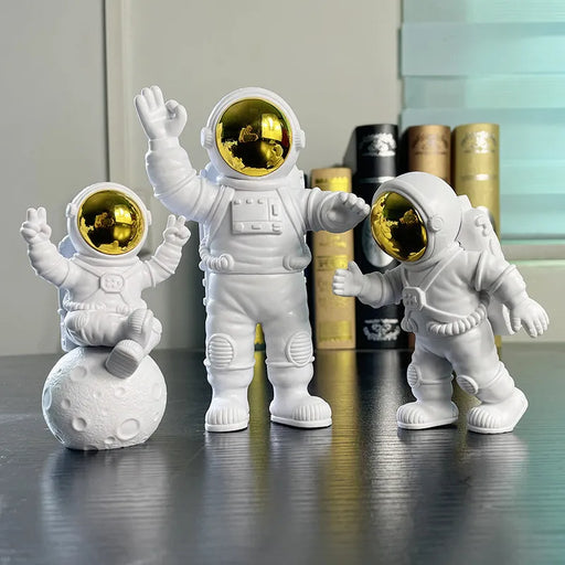 3Pcs Creative Resin Astronaut Ornament Figure Statue Spaceman Desktop Decor Modeling Kids Gift Home Decoration - Big House Home