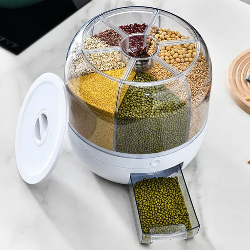 360 Degree Rotating Rice Dispenser Sealed Dry Cereal Grain Bucket Dispenser Moisture-proof Kitchen Food Container Storage Box - Big House Home