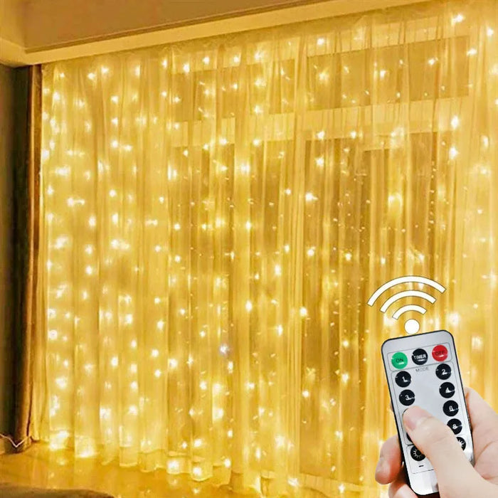 3M LED Curtain Garland on the Window USB String Lights Fairy Festoon Remote Control New Year Christmas Decorations for Home Room - Big House Home