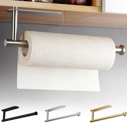 Self Adhesive Toilet Paper Towel Holder Punch-free Roll Paper Holder Kitchen Hook Storage Holder Stainless Steel Wall Mount - Big House Home