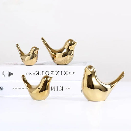 Bird Figurine 4 Sizes Nordic Ceramic Gold Animal Statue Jewelry Home Decoration Living Room Table Decoration Sculpture Ornament - Big House Home