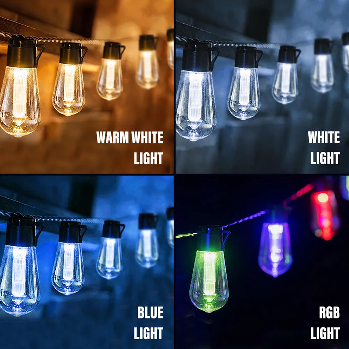 LED Solar String Lights IP65 Waterproof Outdoor Christmas Decoration Bulb Retro Holiday Garland Garden Furniture Fairy Lamp - Big House Home