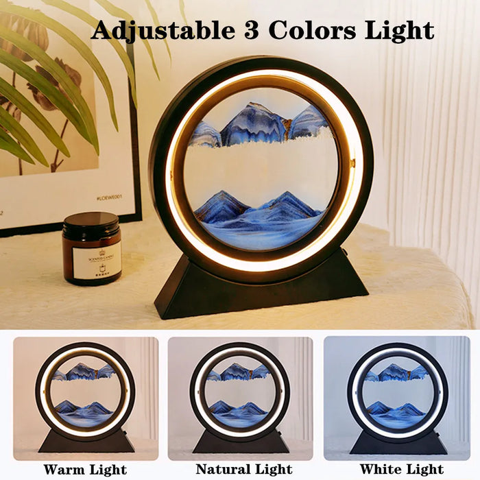 3D Hourglass Creative Quicksand Table Lamp Moving Sand Art Picture Deep Sea Sandscape In Motion Display Flowing Sand Home Decor - Big House Home