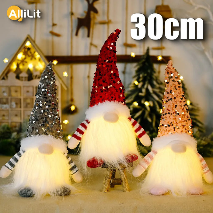 30cm Christmas Doll Elf Gnome with Led Light Christmas Decorations for Home Xmas Navidad New Year 2023 Children's Gifts - Big House Home