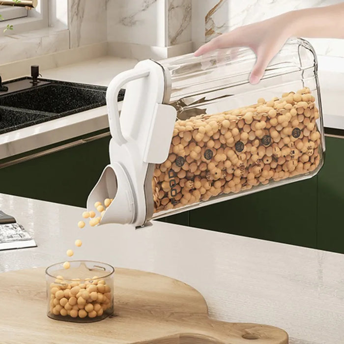 Grain Storage Box Cereals Container Scale Handle Food Bean Sealed Jar Kitchen Large Capacity Grain Dispenser Oatmeal Bottle - Big House Home