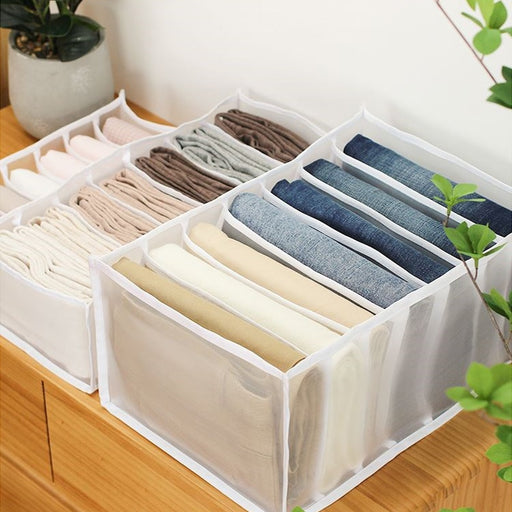 Jeans Compartment Storage Box Closet Clothes Drawer Mesh Separation Box Stacking Pants Drawer Divider Can Washed Home Organizer - Big House Home