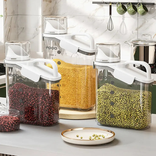 Grain Storage Box Cereals Container Scale Handle Food Bean Sealed Jar Kitchen Large Capacity Grain Dispenser Oatmeal Bottle - Big House Home